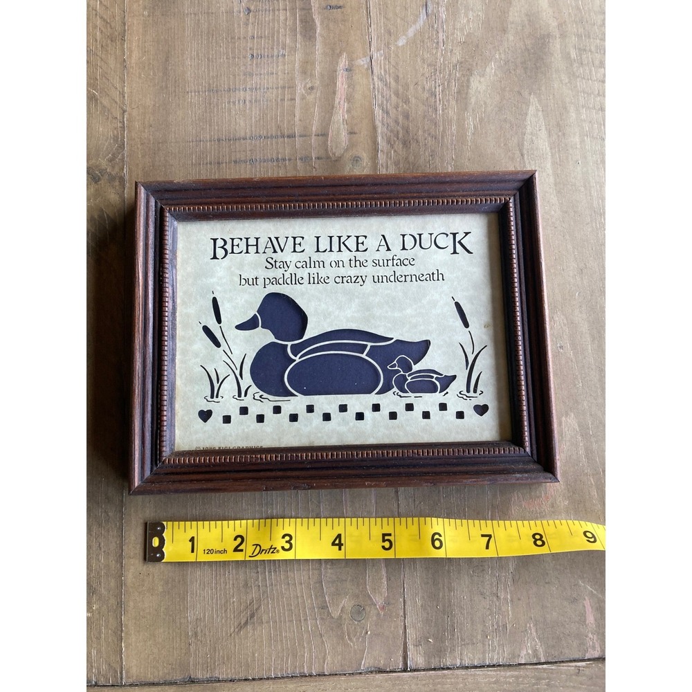 Vintage 1986 Figi Graphics Country Cuts Duck Framed Wall Art LC-57A Blue Brown - Picture 3 of 8
